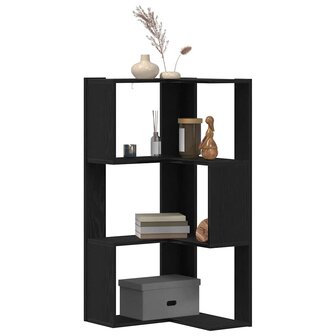 Hoekboekenkast 3-laags 50x50x102 cm hout zwart eikenkleur 2