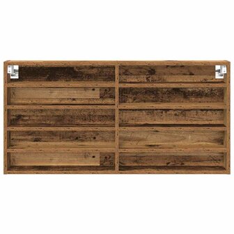 Vitrinekast wandgemonteerd bewerkt hout oud houtkleurig 4