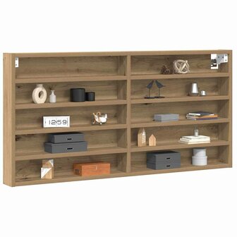 Vitrinekast wandgemonteerd bewerkt hout artisanaal eiken 2