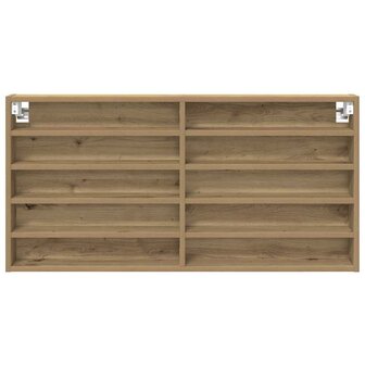 Vitrinekast wandgemonteerd bewerkt hout artisanaal eiken 4