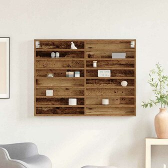 Vitrinekast 100x8,5x75 cm bewerkt hout oud houtkleurig 3