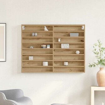 Vitrinekast 100x8,5x75 cm bewerkt hout artisanaal eiken 3