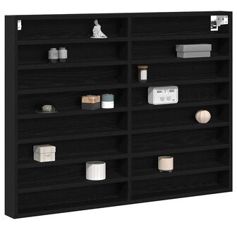 Vitrinekast 100x8,5x75 cm bewerkt hout zwart eikenkleurig 2