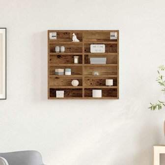 Vitrinekast 60x8,5x58 cm bewerkt hout oud houtkleurig 3