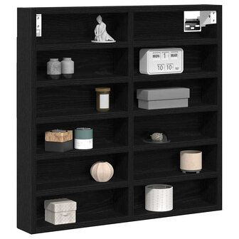 Vitrinekast 60x8,5x58 cm bewerkt hout zwart eikenkleurig 2