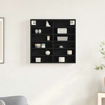 Vitrinekast 60x8,5x58 cm bewerkt hout zwart eikenkleurig 3
