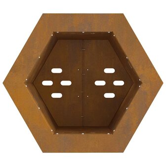 Rookloze Vuurschaal Hexagonaal 38x38x51 cm Verweerd Staal 5