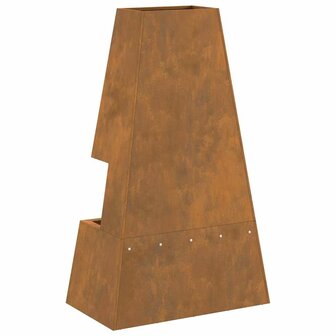 Vuurkorf met Houtopslag 60x35x100 cm Verweerd Staal 5