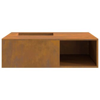 Vuurkorf met Houtopslag 100x100x30 cm Weerbestendig Staal 4