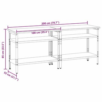 2-delige werkbank set in grijs staal 8