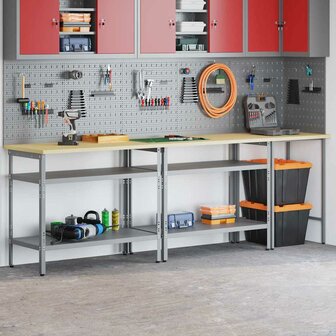 3-delige Werkbankset staal grijs 1