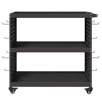 Gereedschapswagen met plank met wiel met opslag Zwart 75 x 35 x 73 cm Metaal 4