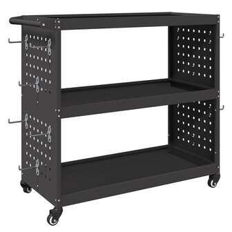 Gereedschapswagen met plank met wiel met opslag Zwart 75 x 35 x 73 cm Metaal 6