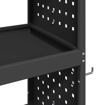 Gereedschapswagen met plank met wiel met opslag Zwart 75 x 35 x 73 cm Metaal 7