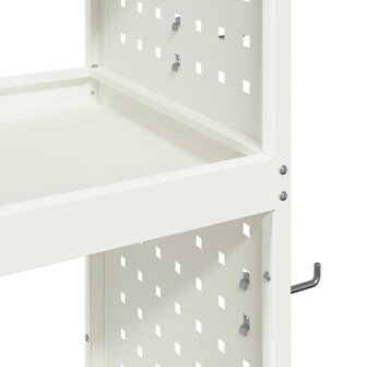 Gereedschapswagen met plank met wiel met opslag Wit 65 x 35 x 111 cm Metaal 7