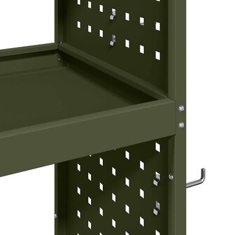 Gereedschapswagen met plank met wiel met opslag Olijfgroen 65 x 35 x 111 cm 7