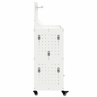 Gereedschapswagen met plank met wiel met opslag Wit 65 x 35 x 111 cm Metaal 5