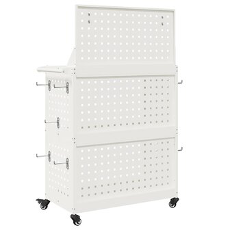 Gereedschapswagen met plank met wiel met opslag Wit 65 x 35 x 111 cm Metaal 6
