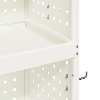 Gereedschapswagen met plank met wiel met opslag Wit 65 x 35 x 111 cm Metaal 7