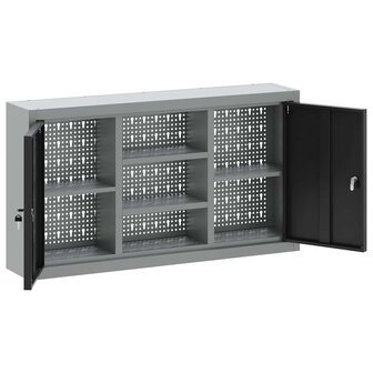 Gereedschapskast wandmontage pegboard 100x20x55 cm staal zwart 4