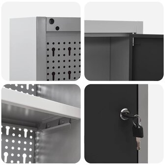 Gereedschapskast wandmontage pegboard 100x20x55 cm staal zwart 8