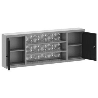 Gereedschapskast wandmontage pegboard 150x20x55 cm staal zwart 4