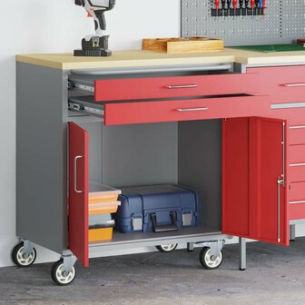 Gereedschapskast met wielen en slot 75x45x85 cm staal rood 1