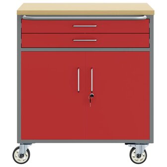 Gereedschapskast met wielen en slot 75x45x85 cm staal rood 5