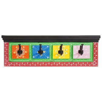 Wandkapstok met 4 Haken 80x25x2 cm Massief Mango &amp; Samengesteld Hout 1