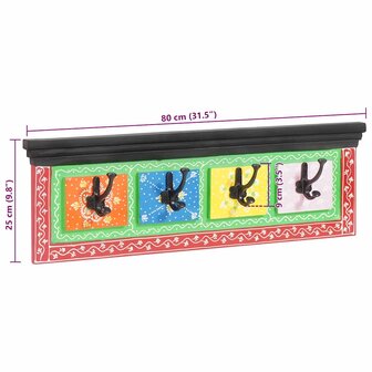 Wandkapstok met 4 Haken 80x25x2 cm Massief Mango &amp; Samengesteld Hout 8
