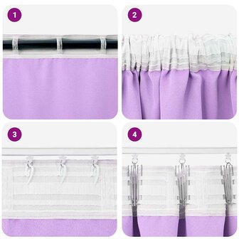 Gordijnen met gordijnen 2 pcs Paars 245 x 140 cm Polyester 5
