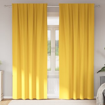 Gordijnen 2 pcs Mosterdgeel 245 x 140 cm Polyester 1