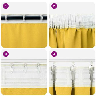 Gordijnen 2 pcs Mosterdgeel 245 x 140 cm Polyester 5