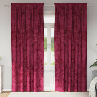 Velours Gordijnen 2 stuks met Oogjes Bordeauxrood 225x140 cm 1