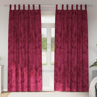 Velours Gordijnen 2 stuks met Oogjes Bordeauxrood 245x140 cm 1