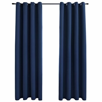 Gordijn verduisterend met metalen ringen 2 st 140x245 cm blauw 2