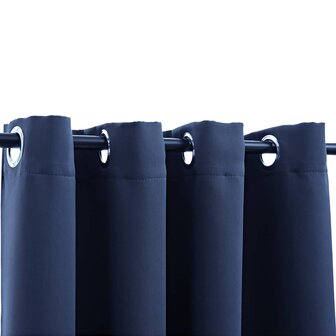 Gordijn verduisterend met metalen ringen 2 st 140x245 cm blauw 3