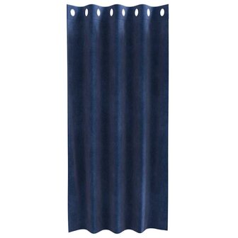 Gordijnen 2 st verduisterend met ringen fluweel donkerblauw 2