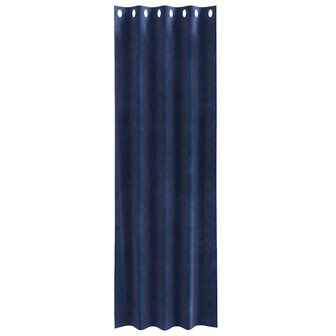 Gordijnen 2 st verduisterend met ringen fluweel donkerblauw 3
