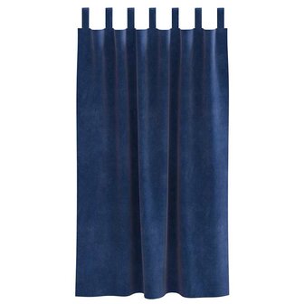 Gordijnen 2 st verduisterend met lussen fluweel donkerblauw 2