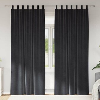 Gordijnen 2 st verduisterend met lussen fluweel donkergrijs 1