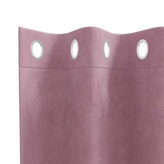 Gordijnen 2 st verduisterend met ringen fluweel donkerroze 3