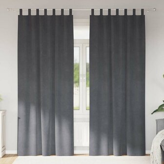 Gordijnen 2 st verduisterend met lussen fluweel superlichtgrijs 1