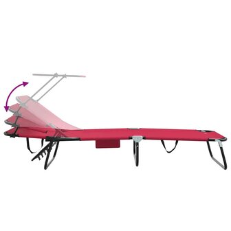 Vouwbaar Ligbed met Luifel Rood 600D Oxford Stof 8