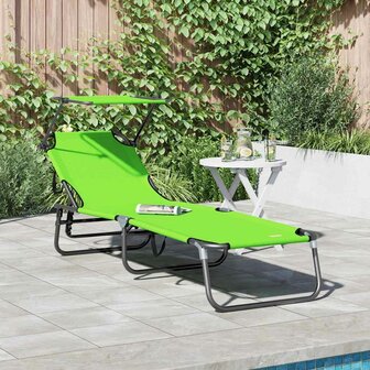 Opvouwbaar Ligbed met Luifel Groen 600D Oxford Stof 1
