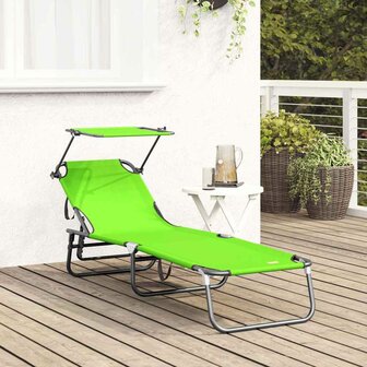 Opvouwbaar Ligbed met Luifel Groen 600D Oxford Stof 2