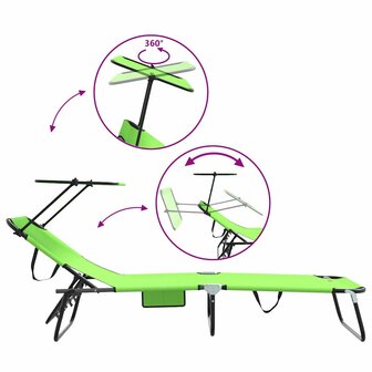 Opvouwbaar Ligbed met Luifel Groen 600D Oxford Stof 7