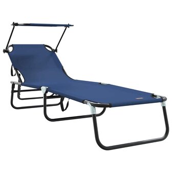 Vouwbare Ligbedden 2 stuks met Luifel Blauw 600D Oxford Stof 3