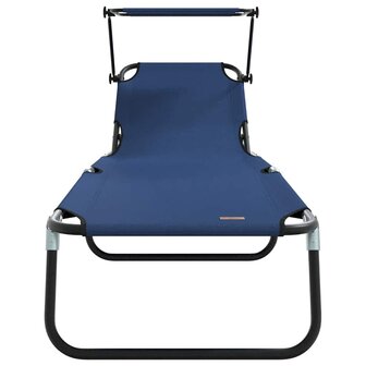 Vouwbare Ligbedden 2 stuks met Luifel Blauw 600D Oxford Stof 4