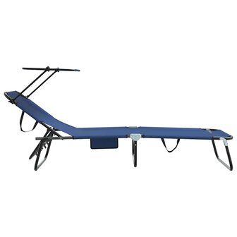 Vouwbare Ligbedden 2 stuks met Luifel Blauw 600D Oxford Stof 5